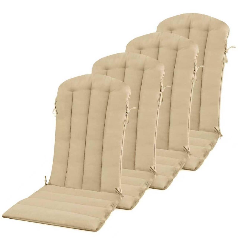 YEFU Adirondack Chair Cushion, Rocking Chair Cushions with Straps, Folding Patio Chair Pad for Indoor and Outdoor, 19.7x18.9x1.5 Inch, Light Brown, 4-Pack - Image 1
