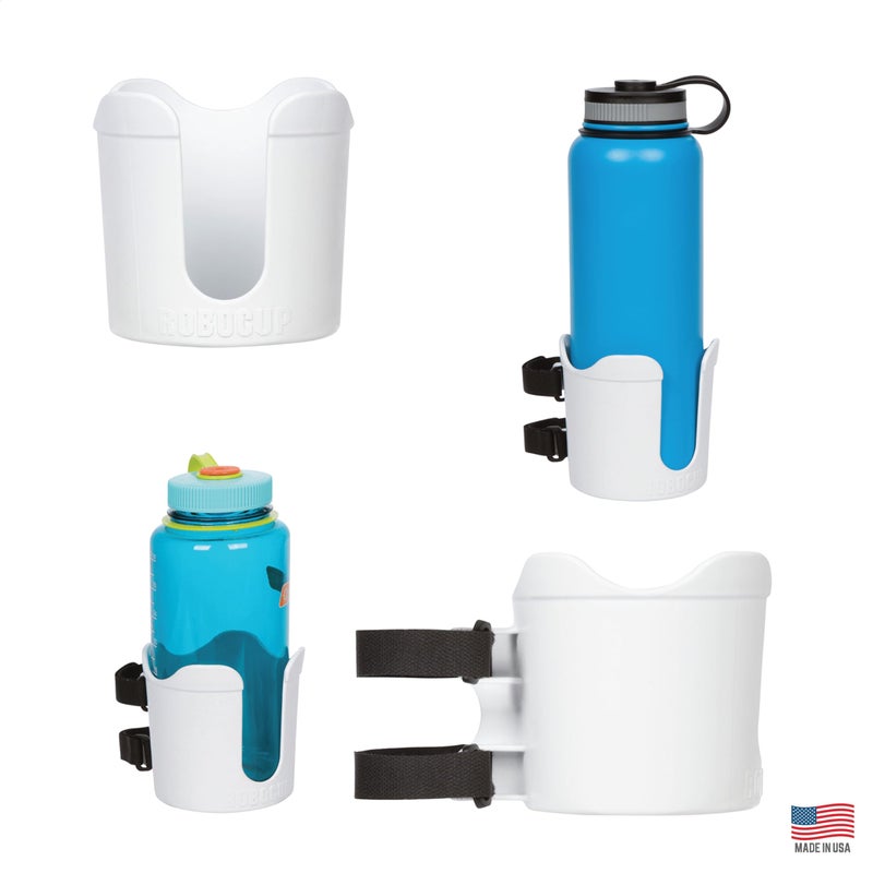 ROBOCUP ROBOCUP Plus White AddOn Accessory XL Extension Cup Holder Larger Drink Capacity Perfect for Boats Golf Carts Walkers Wheelchairs and Work Made in USA Includes 1 