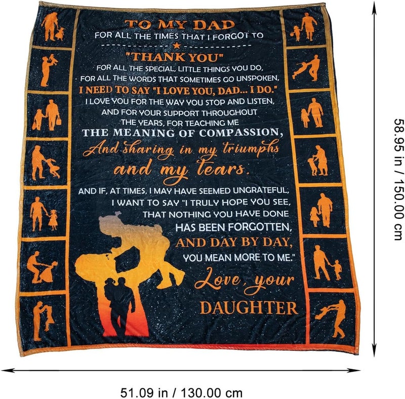 Father's Day Pattern Blanket for Dad 130x150cm Double-Sided Flannel Throw Blanket Soft for Sofa and Travel - Image 2