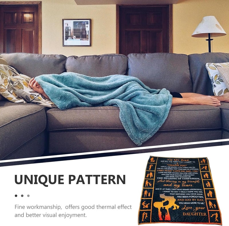 Father's Day Pattern Blanket for Dad 130x150cm Double-Sided Flannel Throw Blanket Soft for Sofa and Travel - Image 3