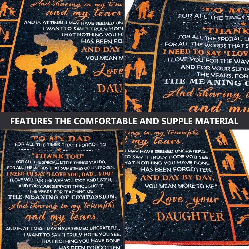 Father's Day Pattern Blanket for Dad 130x150cm Double-Sided Flannel Throw Blanket Soft for Sofa and Travel - Image 4