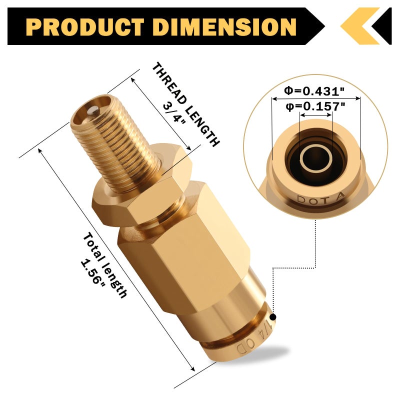 Generic Cheemuii 4 PCS 1/4" Inflation Schrader Valve with Push to Connect for 1/4" OD Air Line Tubing and Air Spring Suspension for Semi Truck Trailer Tractor  - Image 2