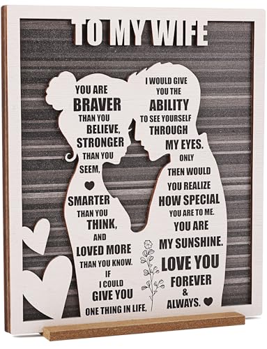 ARTINAEL Mothers Day To My Wife Plaque | Valentines Romantic Gifts for Wife from Husband, Rustic Love Sign for Wife's Birthday, Wedding Anniversary, Christmas & Just Because - Image 1