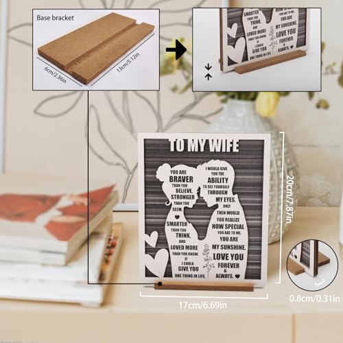 ARTINAEL Mothers Day To My Wife Plaque | Valentines Romantic Gifts for Wife from Husband, Rustic Love Sign for Wife's Birthday, Wedding Anniversary, Christmas & Just Because - Image 4