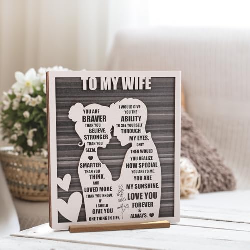 ARTINAEL Mothers Day To My Wife Plaque | Valentines Romantic Gifts for Wife from Husband, Rustic Love Sign for Wife's Birthday, Wedding Anniversary, Christmas & Just Because - Image 3