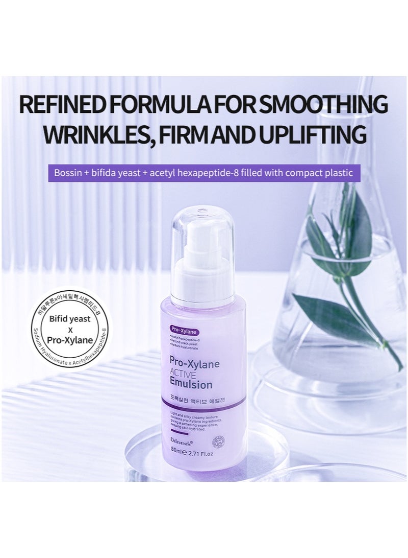 ديلفينث DEleventh العلامة التجارية الكورية Pro-Xylane مستحلب نشط 80ml / مضاد للتجاعيد، مرطب، مضاد للشيخوخة، يشد البشرة ويجعلها حساسة، يحسن اللون الداكن، يصلح الخلايا التالفة، ويمنع الأشعة فوق البنفسجية - Image 2