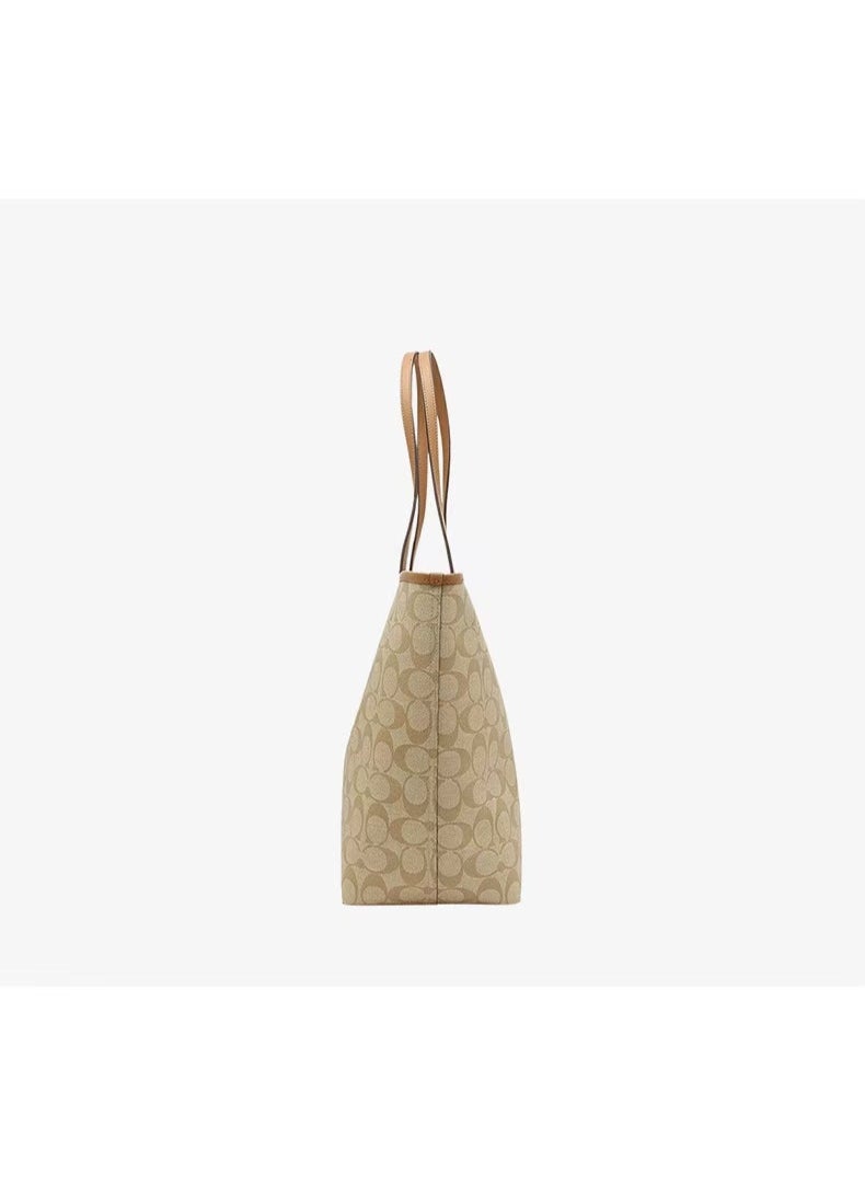 coachoutlet City Tote Bag In Signature Canvas Women's Fashion Versatile Large Capacity Large Size Handheld Shoulder Bag Tote Bag  - Image 4