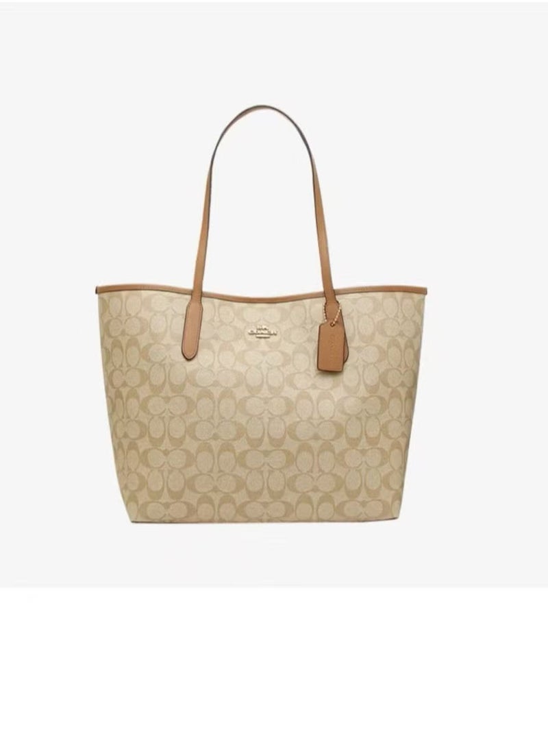 coachoutlet City Tote Bag In Signature Canvas Women's Fashion Versatile Large Capacity Large Size Handheld Shoulder Bag Tote Bag  - Image 3