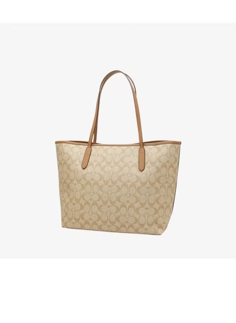 coachoutlet City Tote Bag In Signature Canvas Women's Fashion Versatile Large Capacity Large Size Handheld Shoulder Bag Tote Bag  - Image 2