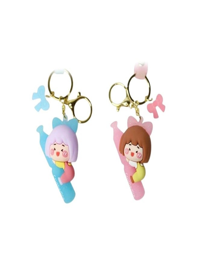 Wonderland Kawaii style (set of 2) Happy Hug Keychains set of 2 with Holder Accessories, Backpack Car Key Chain for Boy Girl - Image 2