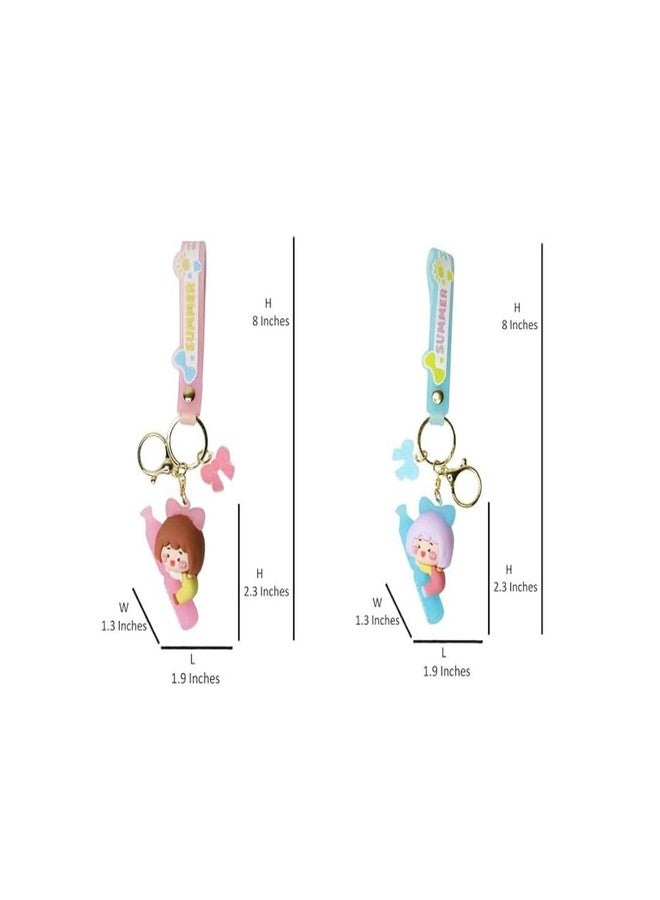 Wonderland Kawaii style (set of 2) Happy Hug Keychains set of 2 with Holder Accessories, Backpack Car Key Chain for Boy Girl - Image 3