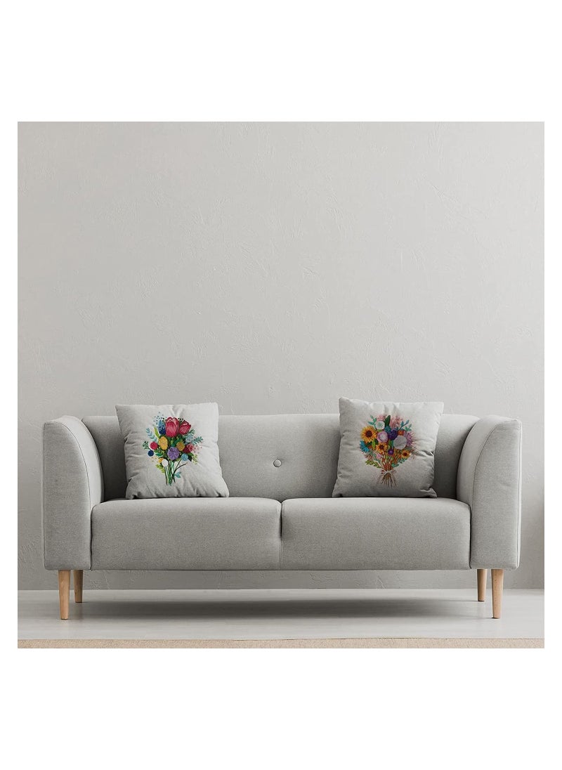 SYOSI - Embroidery Starter Kit, with Beginner Pattern, with printed patterns, 4-Piece Cross Stitch, 1 Wooden Hoop, Adult Kit Flower Series - Image 1