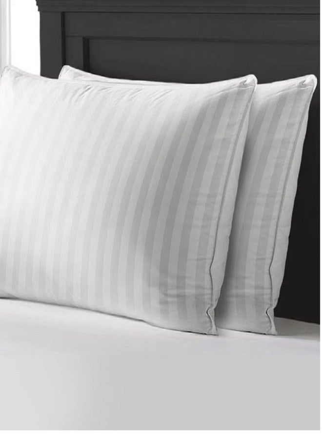 Sleep night Sleep Night Pack Of 2 Soft Hotel Stripe Pillow, King Size 50 X 90 cm, Long Down Alternative Bed Pillows, Breathable Bed Rest and Backrest Pillow for Sleeping  - Image 1