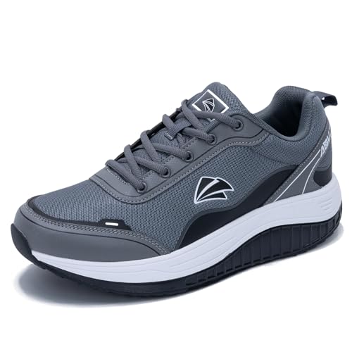 IIV Men's Orthotic Walking Shoes with Arch Support for Plantar Fasciitis & Flat Feet | Shock Absorbing Work Sneakers for Knee, Heel, Ankle Pain Relief & Daily Comfort Grey Black - Image 1