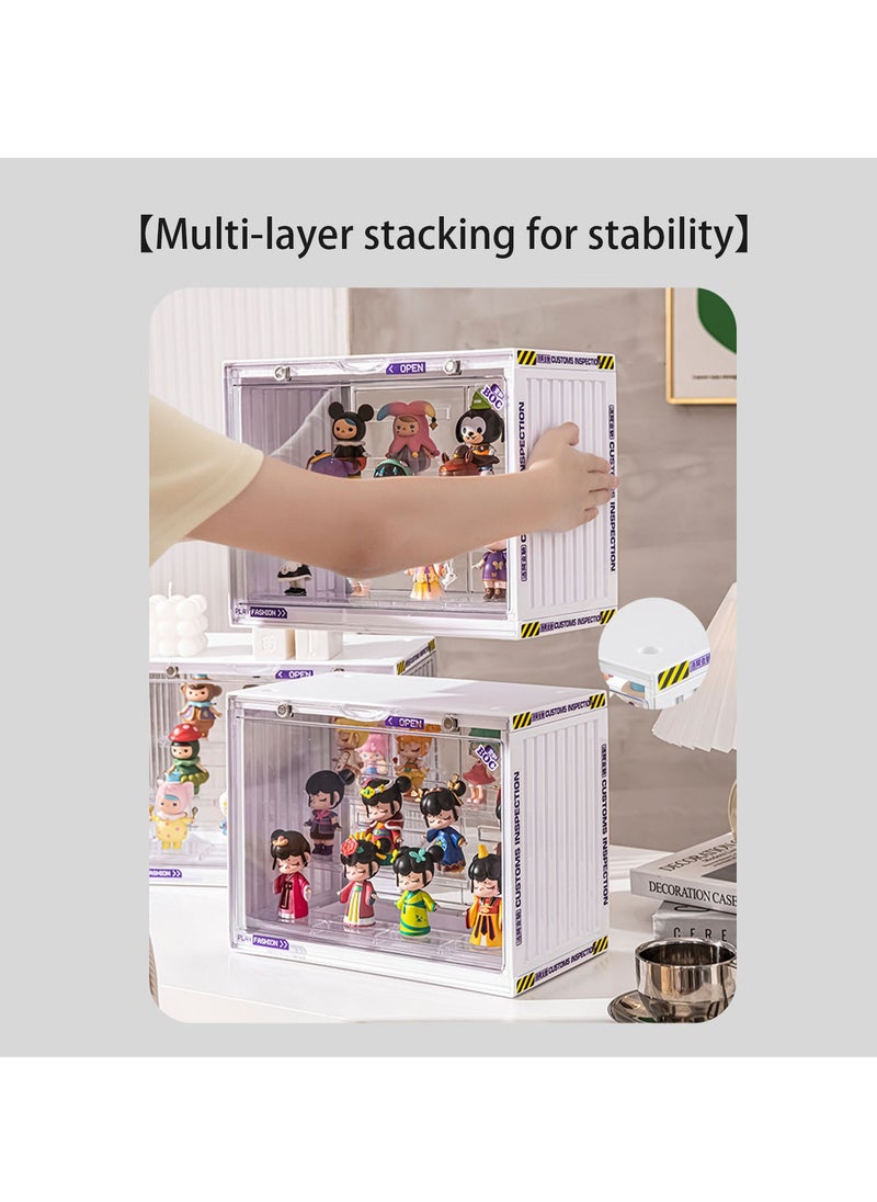 Hihonor - Acrylic Display Case Stand for Figures, Unique Design 3 Tier Display Box for Collectibles, Stackable Dustproof Clear Display Stand for Pop Mart Action Figures, Ivory White - Image 1