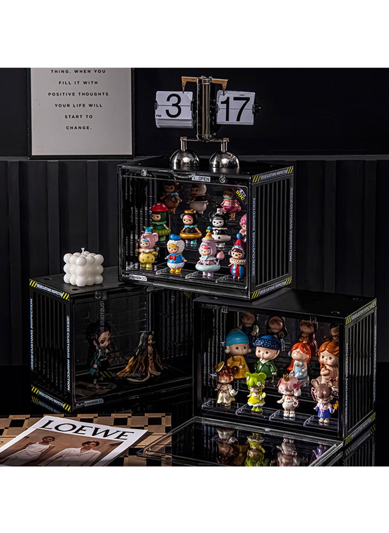 Hihonor - Acrylic Display Case Stand for Figures, Unique Design 3 Tier Display Box for Collectibles, Stackable Dustproof Clear Display Stand for Pop Mart Action Figures, Ivory White - Image 1