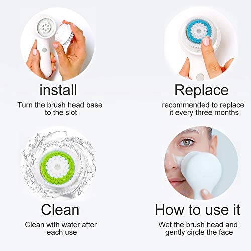 efly Brush Head Replacements Compatible with Clarisonic Mia 1, Mia 2, Mia Fit, Alpha Fit, Smart Profile Uplift and Alpha Fit (4Packs(Blue+Black+Green+Pink)) (4 Pack) - Image 2