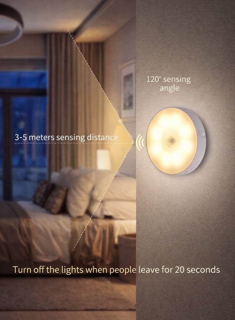 Fullight Motion Sensor Night Light, Rechargeable 8-LED Cabinet Light with USB Cable, Magnetic u0026 Cordless for Kitchen, Drawers, Bookshelf – Yellow/White - Image 5