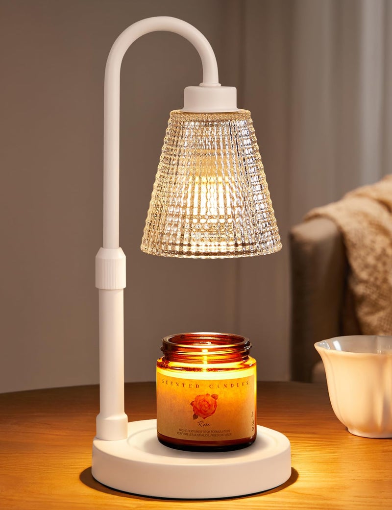 Innqoo White Candle Warmer Lamp with Timer, Dimmable Candle Warmer for Jar Candles, Height Adjustable Wax Melts Warmer, Birthday Gifts for Women Mom, House Warming Gifts New Home Decor - Image 1