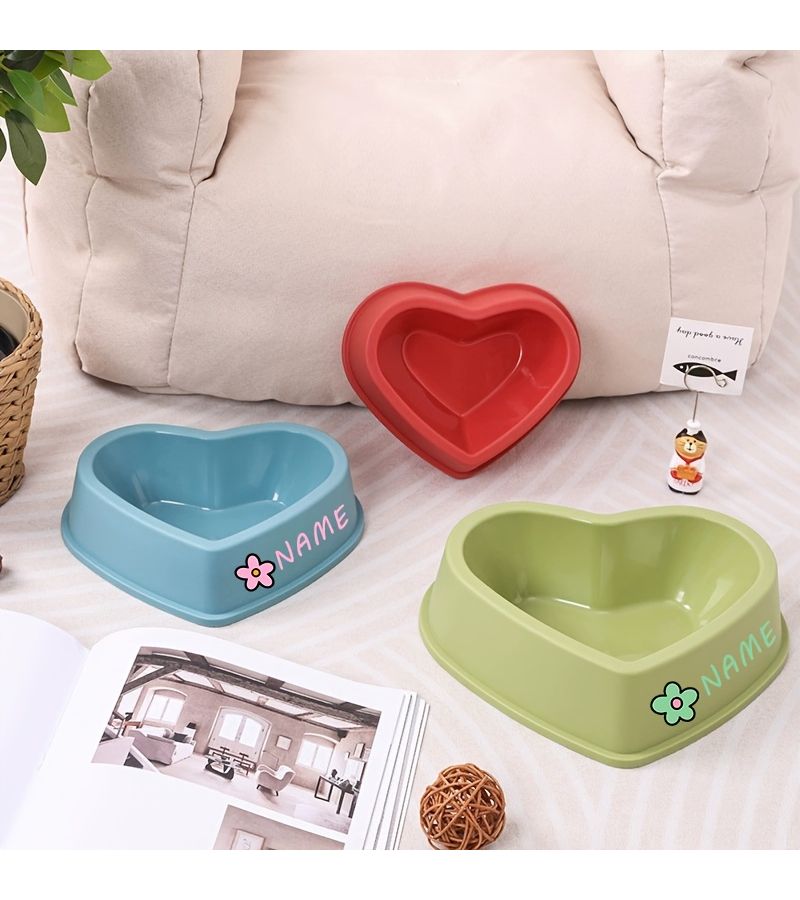 1 وعاء طعام مخصص على شكل قلب للكلاب والقطط - حجم كبير - أحمر - بتصميم زهور - مصنوع من مادة PP متينة - حامل وعاء التغذية - مناسب للكلاب الصغيرة والمتوسطة والكبيرة - وعاء طعام للقطط - Image 4