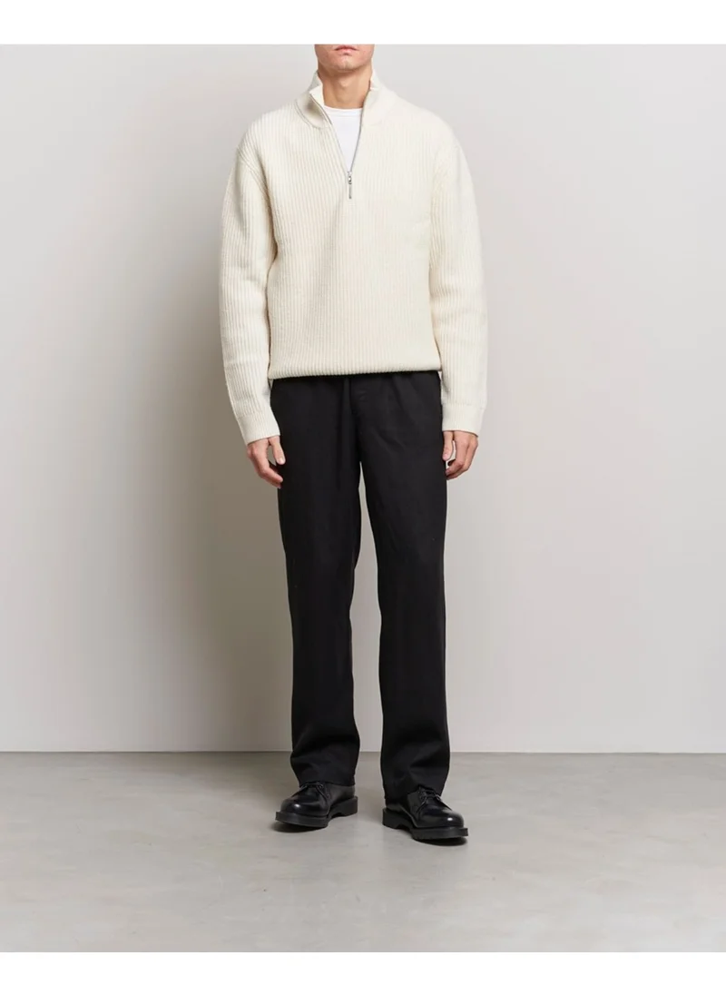 Cool Tarz Cool Style White Men's Oversize Zippered Turtleneck Sweater