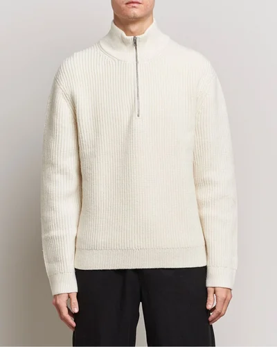 Cool Tarz Cool Style White Men's Oversize Zippered Turtleneck Sweater