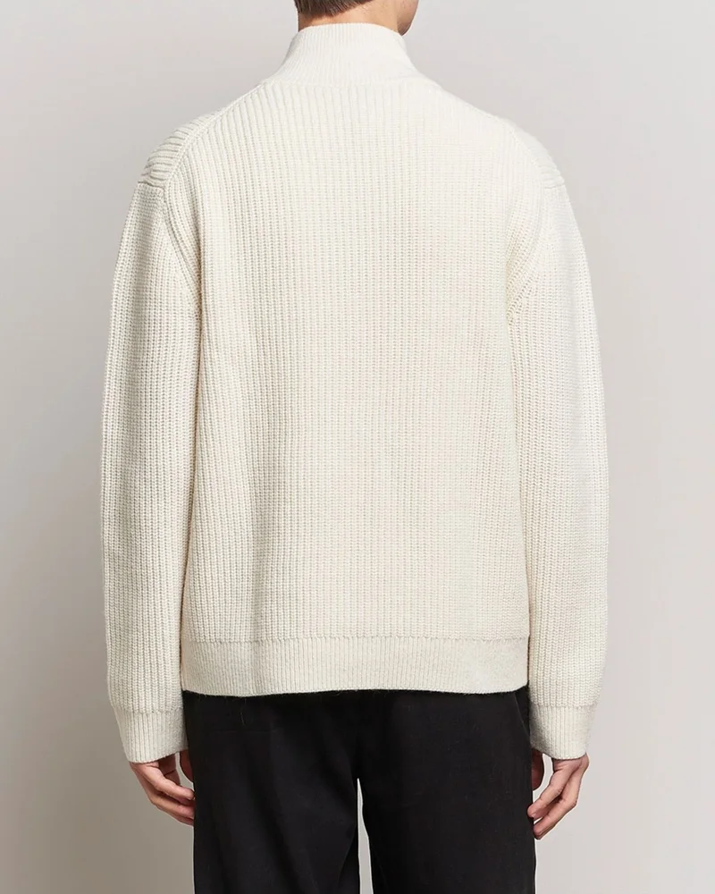 Cool Tarz Cool Style White Men's Oversize Zippered Turtleneck Sweater