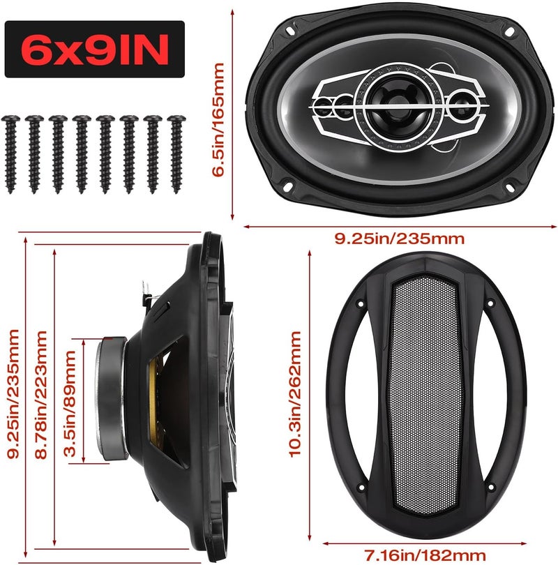 Suacopzar 6x9 5-Way Coaxial Car Speakers - 1000W Peak Power - Image 3