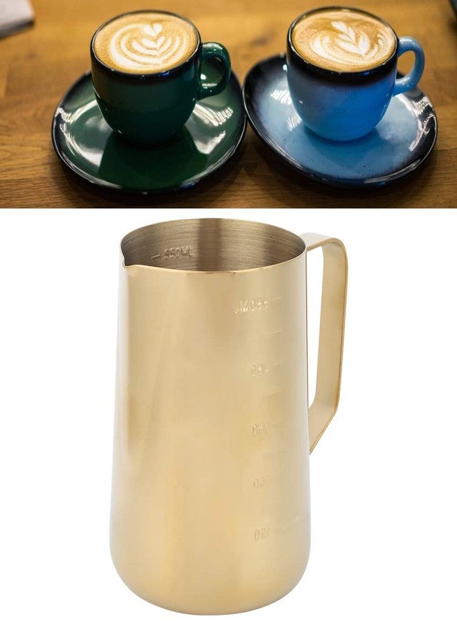 Zerodis Long Handle Coffee Toroid Pitcher,Stainless Steel Coffee Milk Frothing Cup Steaming Pitcher Frother Jug for Machine Coffee Cappuccino Latte Art (Gold) - Image 5