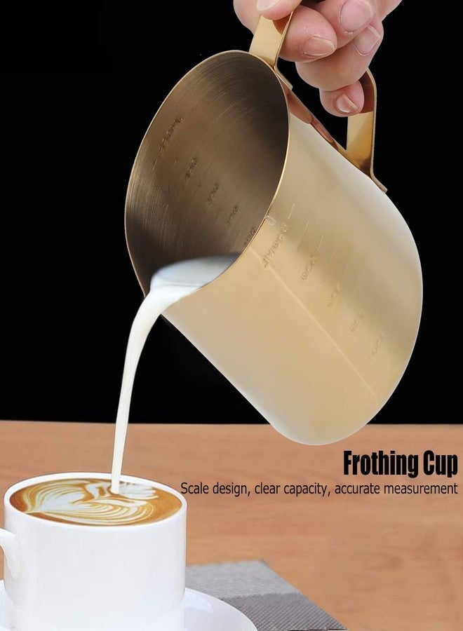 Zerodis Long Handle Coffee Toroid Pitcher,Stainless Steel Coffee Milk Frothing Cup Steaming Pitcher Frother Jug for Machine Coffee Cappuccino Latte Art (Gold) - Image 3