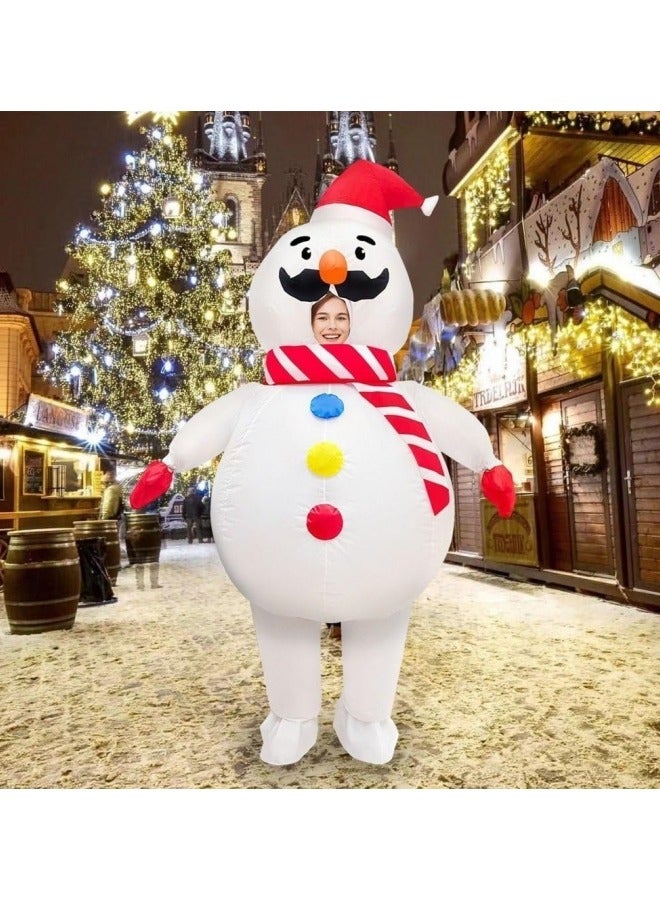 GGEROU Christmas Inflatable Snowman Costume|Waterproof Inflatable Snowman Costume with Crotch Funny Costumes with Air Fan One Size Blow Up Costumes Suit for Adult 150-190cm Christmas Decor - Image 1