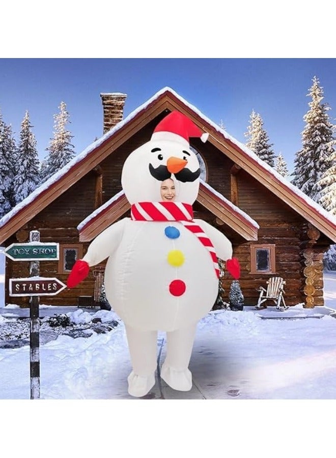 GGEROU Christmas Inflatable Snowman Costume|Waterproof Inflatable Snowman Costume with Crotch Funny Costumes with Air Fan One Size Blow Up Costumes Suit for Adult 150-190cm Christmas Decor - Image 2