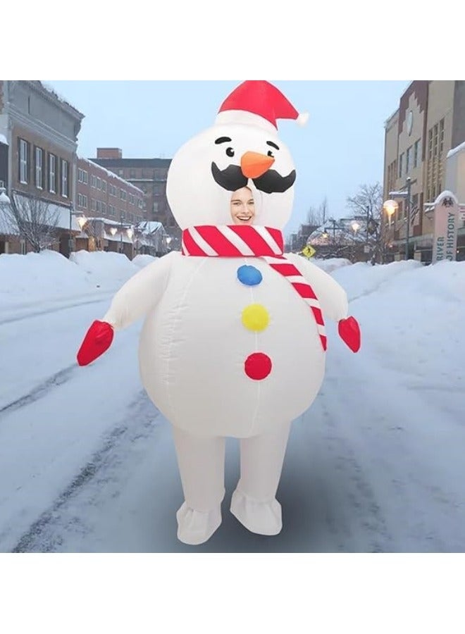 GGEROU Christmas Inflatable Snowman Costume|Waterproof Inflatable Snowman Costume with Crotch Funny Costumes with Air Fan One Size Blow Up Costumes Suit for Adult 150-190cm Christmas Decor - Image 4