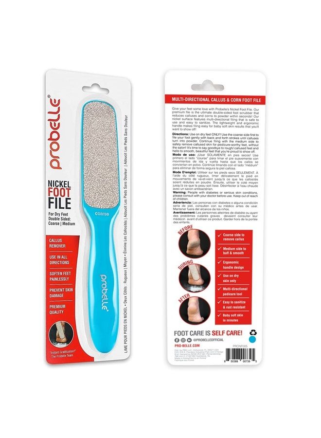 Probelle Double Sided Multidirectional Nickel Foot File Callus Remover - Immediately Reduces calluses and Corns to Powder for Instant Results, Safe Tool (Blue) - Image 3