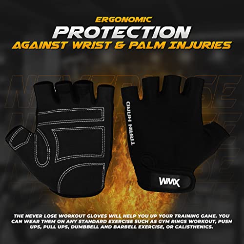 NEVER LOSE Unisex Leather Gym Gloves for Professional Weightlifting, Fitness Training and Workout | with Half-Finger Length, Wrist Wrap for Protection (XL, SUD) - Image 3