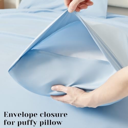 BYSURE 6 Pieces Bed Sheets Set(King, Baby Blue) - Hotel Luxury Super Soft 1800 Thread Count 100% Microfiber Sheets with Deep Pockets, Wrinkle & Fade Resistant - Image 5