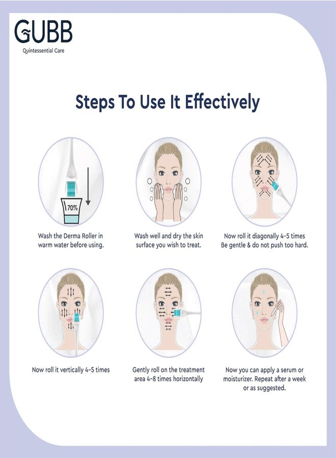 GUBB Derma Roller 0.5mm for Face - Microneedling Tool for Acne Scars,Wrinkles,Beard Growth Stimulator,Skin Rejuvenation,Stretch Marks,Glowing Skin and Hair Regrowth - Blue - Image 4