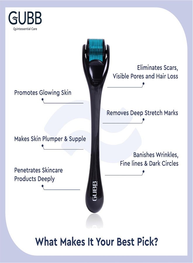 GUBB Derma Roller 0.5mm for Face - Microneedling Tool for Acne Scars,Wrinkles,Beard Growth Stimulator,Skin Rejuvenation,Stretch Marks,Glowing Skin and Hair Regrowth - Blue - Image 3