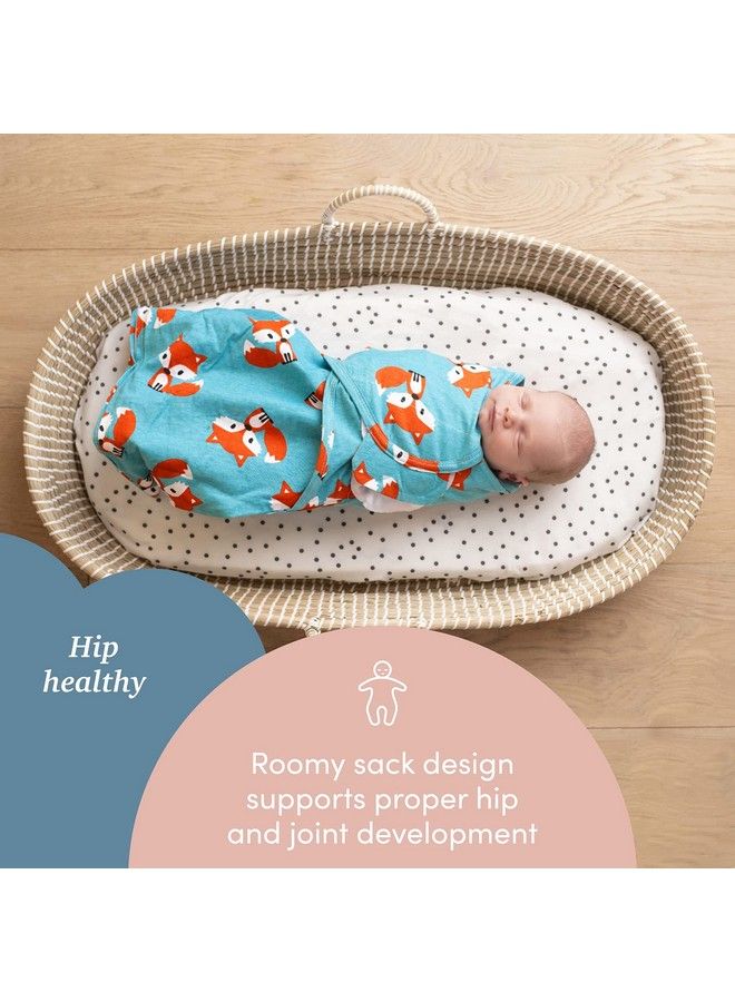 SleepingBaby Zippy Swaddle 100% Cotton Baby Swaddle Blanket Sleep Sack With Convenient Bottom Zipper Friendly Fox Small/Medium - Image 3
