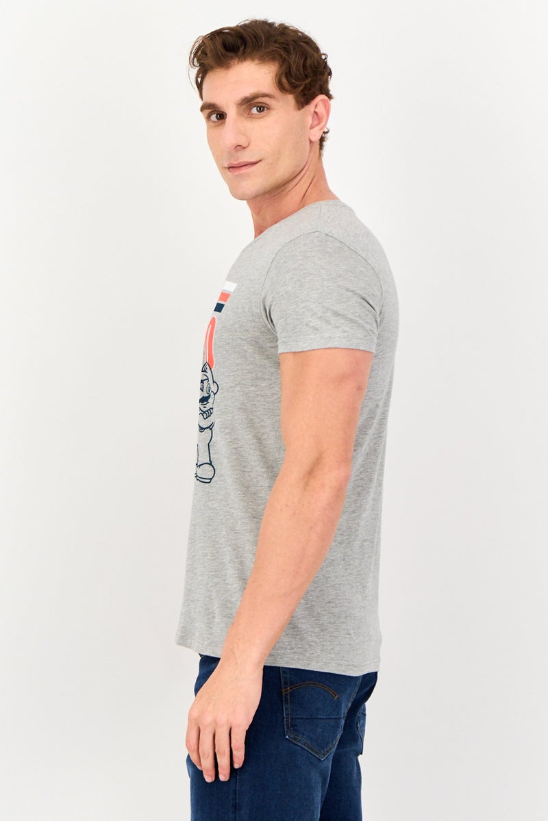 Difuzed x Super Mario Men Crew Neck Short Sleeve Brand Logo T-Shirt, Grey - Image 2