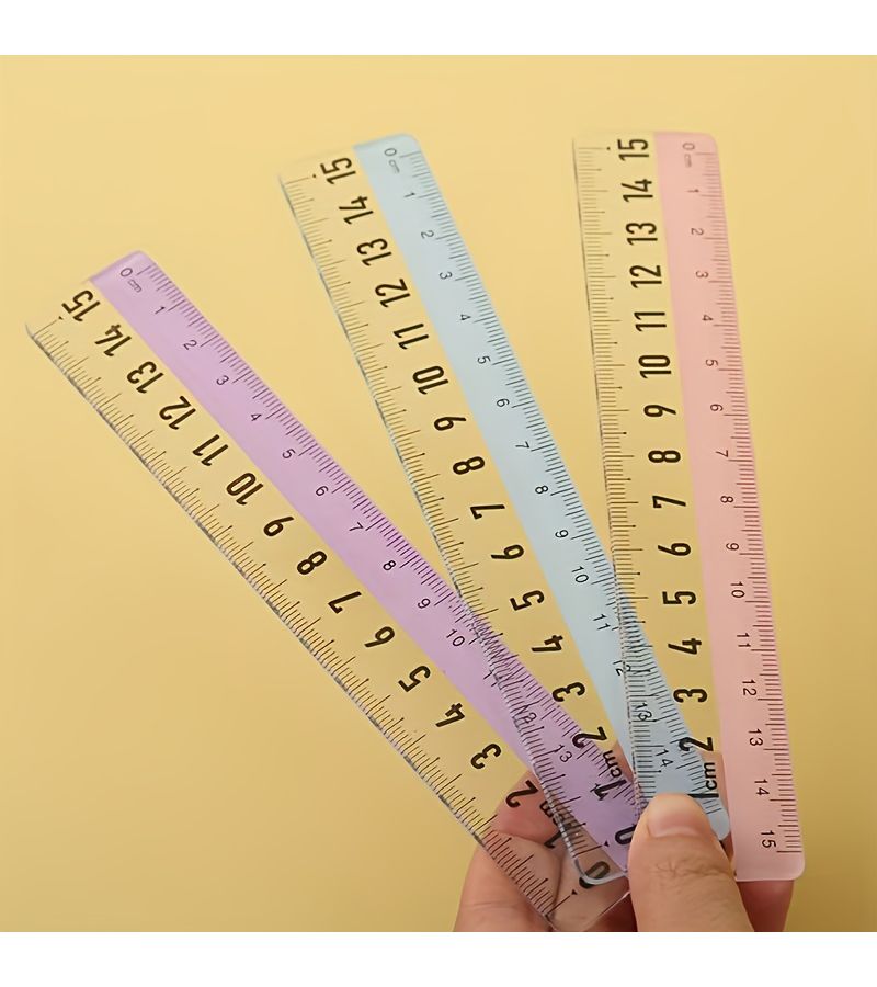 Pink Color Clear Scale Ruler 5.91inch Straight Ruler For School Office Exam Drawing Cutting - Image 1