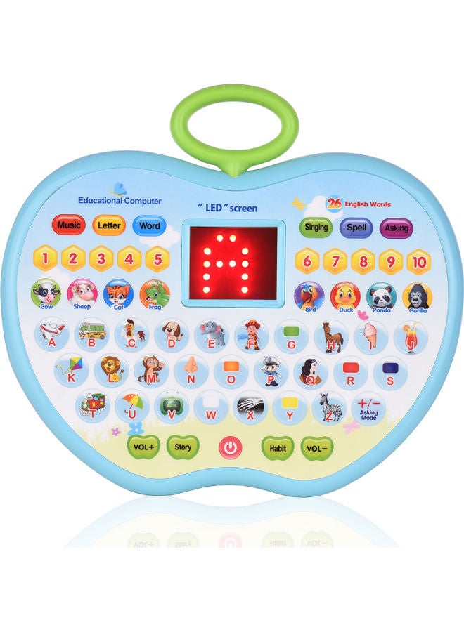 NIBEMINENT Early Educational Learning Tablet Toddler Computer Toy With LED Screen Display Blue - Image 1
