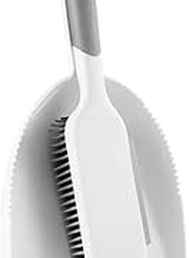 Compact Hand Broom And Dustpan Set Soft Bristles For Home Kitchen Desk Cleaning White Grey - Image 1
