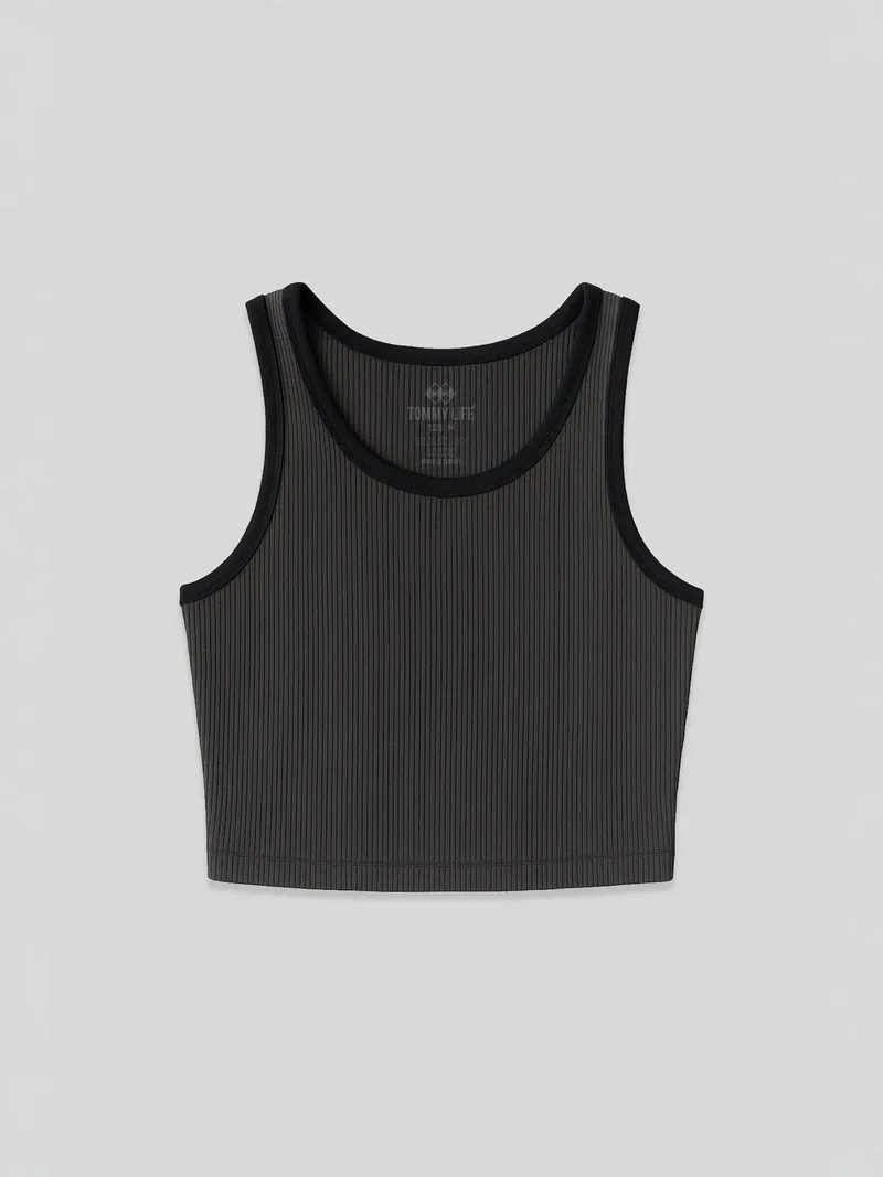 TOMMYLIFE TOMMY Ribbed Sleeveless Crop Top