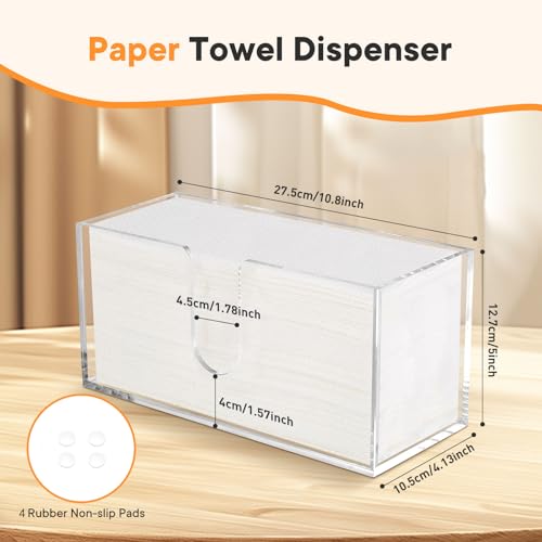 Whdiystella Acrylic Paper Towel Dispenser, Paper Towel Holder Countertop Clear Multi Trifold Napkin Holder, Suitable for Z-fold, C-fold or MultiFold Paper Towels for Bathroom, Toilet, Kitchen - Image 3