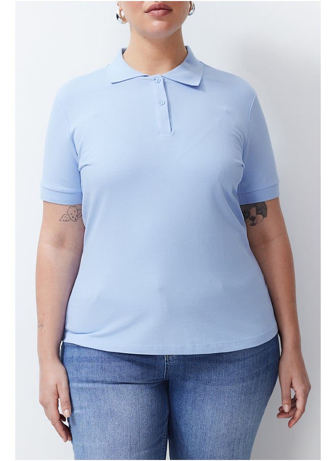 trendyol - Light Blue Polo Neck T-shirt TBBSS24BF00045 - Image 1
