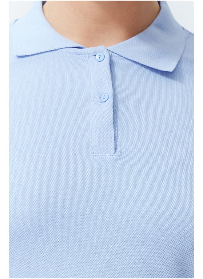 trendyol - Light Blue Polo Neck T-shirt TBBSS24BF00045 - Image 1