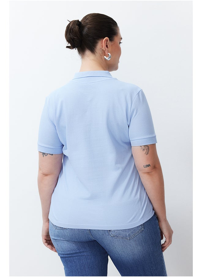 trendyol - Light Blue Polo Neck T-shirt TBBSS24BF00045 - Image 1