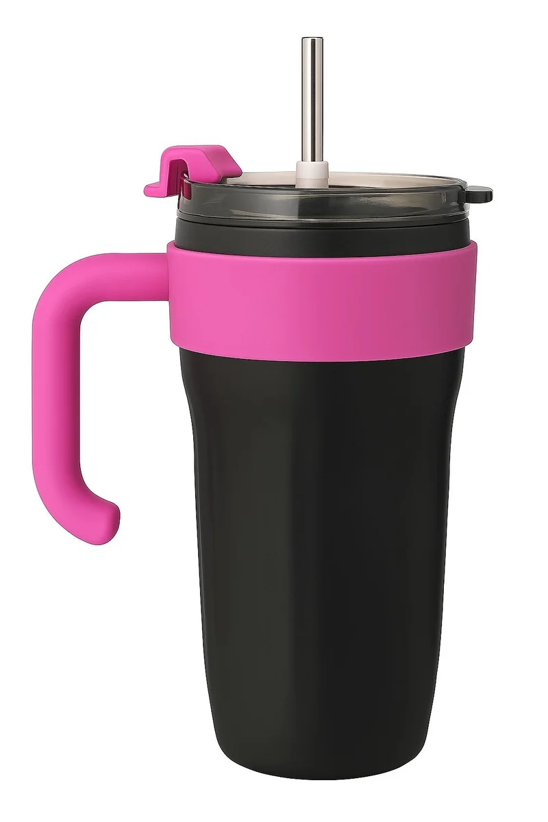 Mobcos 860ml Insulated Stainless Steel Tumbler with Handle &amp; Straw – 10 Hours Hot, 24 Hours Cold