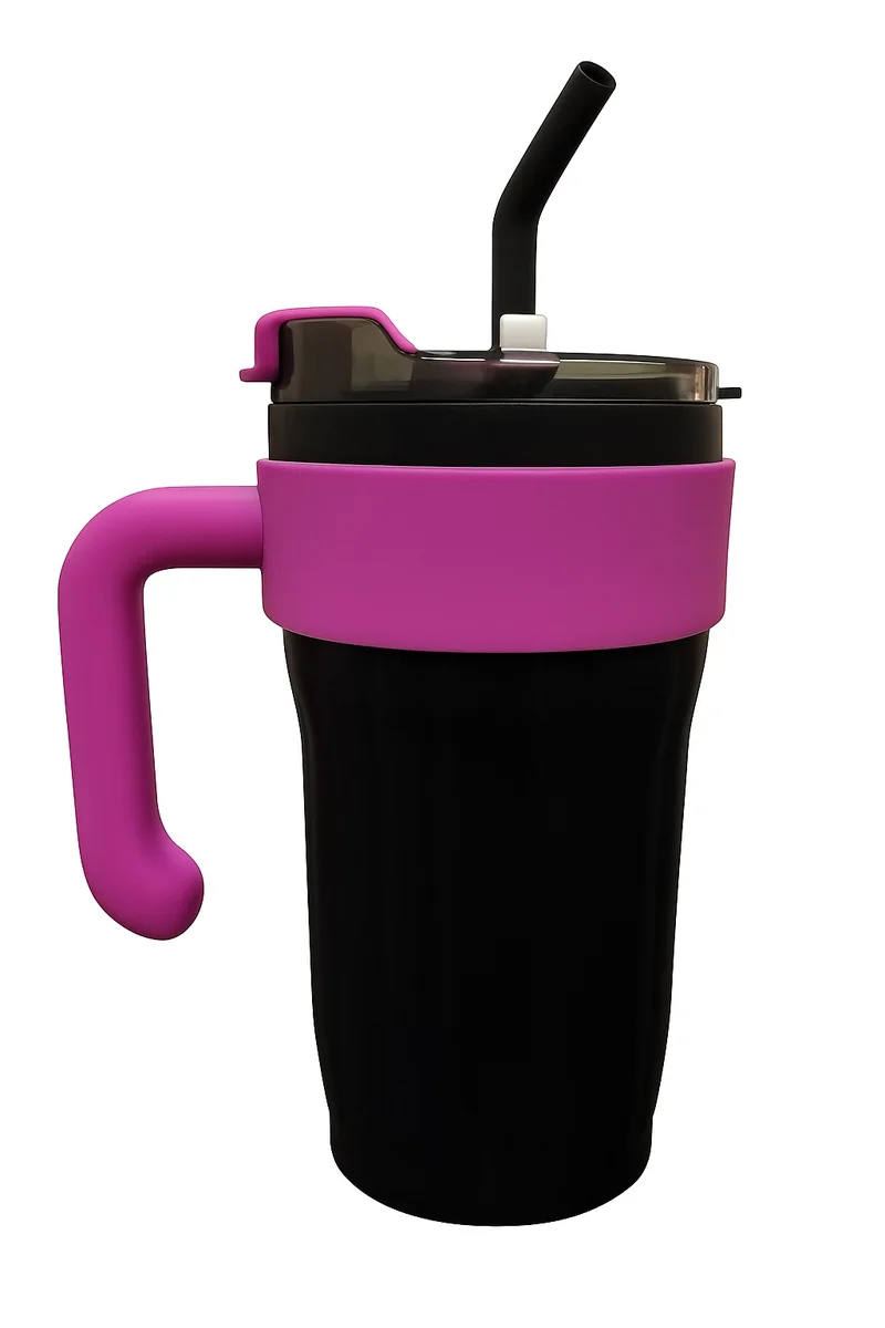 Mobcos 860ml Insulated Stainless Steel Tumbler with Handle &amp; Straw – 10 Hours Hot, 24 Hours Cold